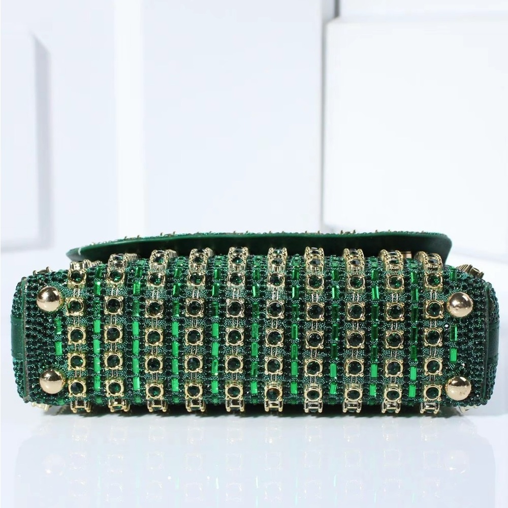 Green and Gold Embellished Women's Bag